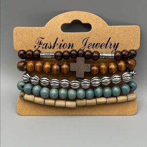 Wooden and Beaded Bracelet Set